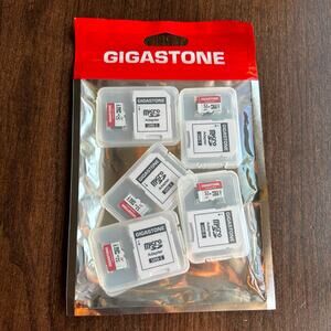 5-pack of Gigastone 32GB Camera Plus Series MicroSDHC cards with adapters